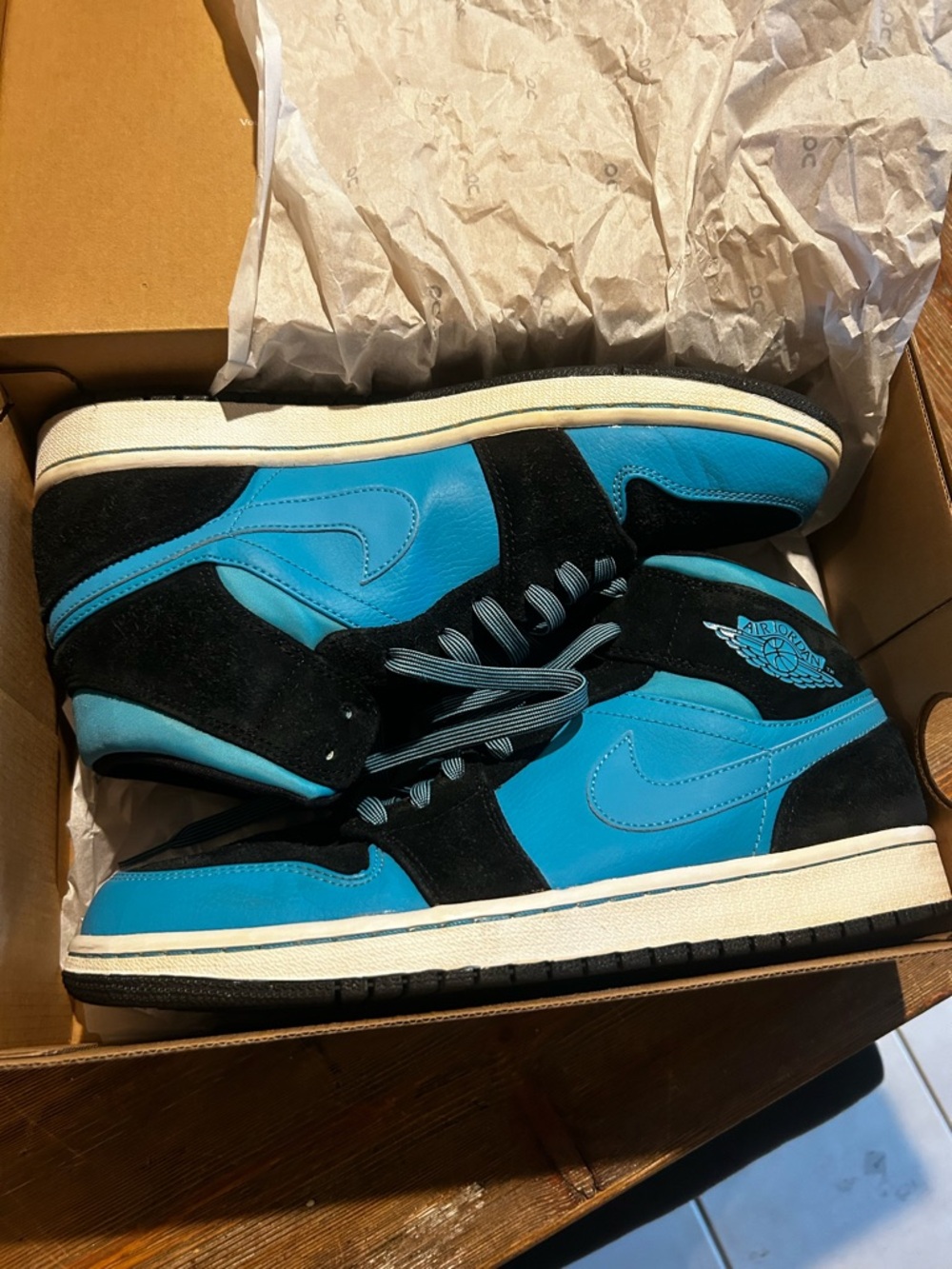 Jordan Men’s High-Top Sneakers in Turquoise and Black